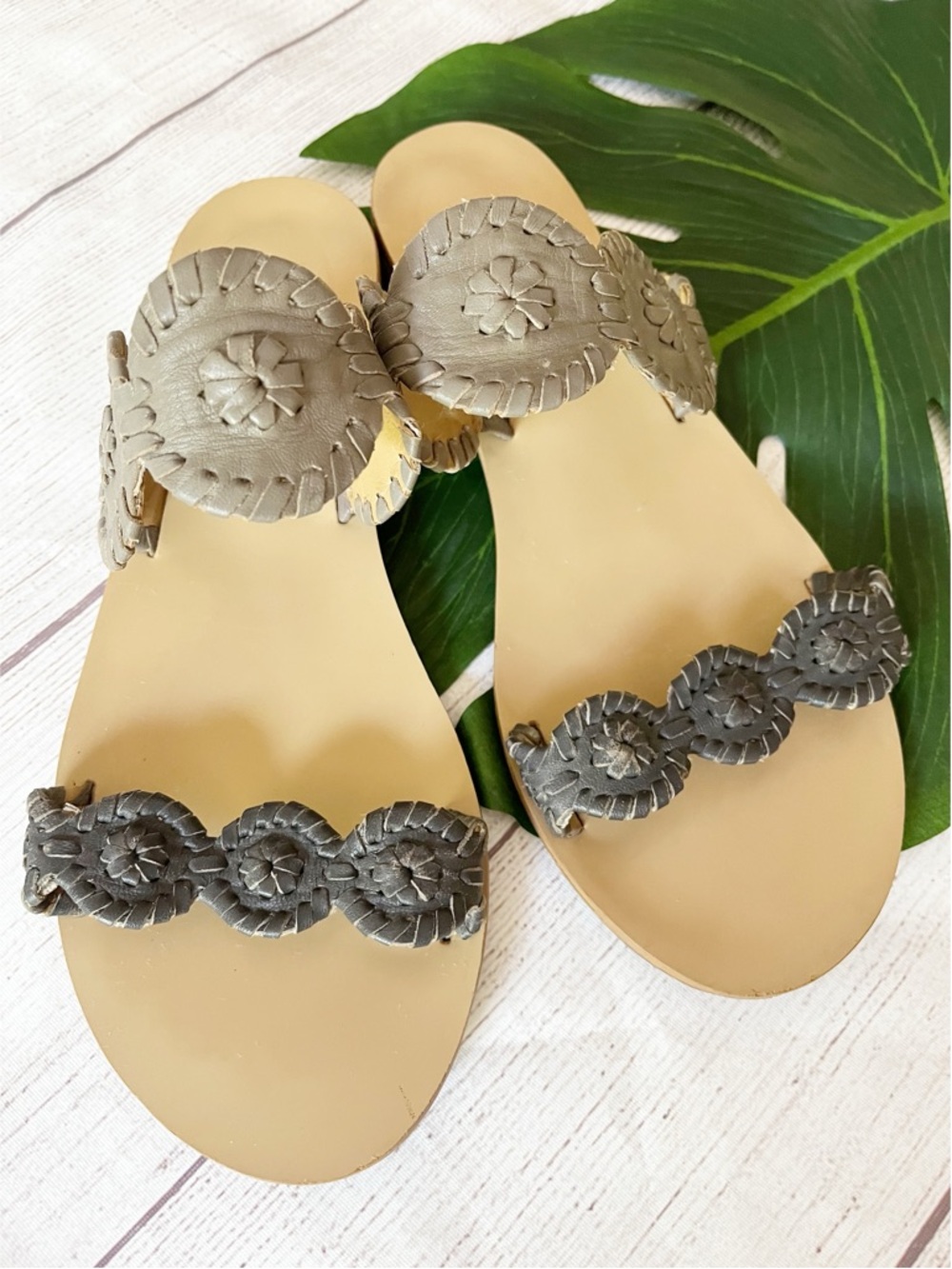 Jack Rogers Lauren two tone tan /brown sandals sz 11